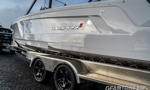 Axopar on roller-bunked tandem GFAB Trailer Axopar on roller-bunked tandem GFAB Trailer