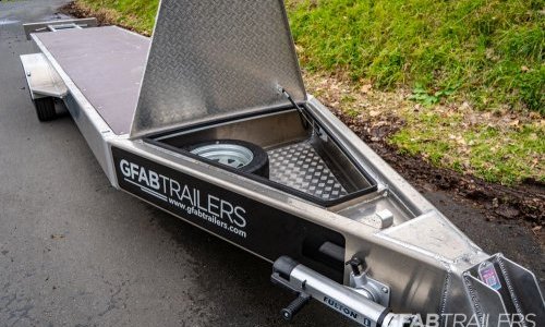GFAB Tandem Axle Alloy Roofing Trailer - Tool box storage GFAB Tandem Axle Alloy Roofing Trailer - Tool box storage